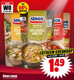  unox soep 24 zak ml held malse stukjes doperwtjes groenten rijkgevuld hollandse erwten katenspek rookworst rijk vezels eiwitten favoriet maat gesneden prei vermicelli beter leven extreem 