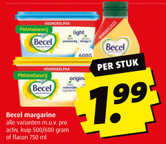  becel olie en vetten margarine 100 750 light origin pro activ kuip 500 600 flacon ml stuk 