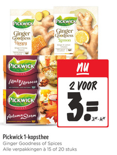  pickwick thee 1 2 3 15 20 100 200 herbal ginger goodness honey infusion natural origin caffeine lemon spices minty morocco autumn storm cinnamon apple taste kopsthee stuks 