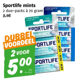  sportlife kauwgom 2 mints duo sugar free voordeel kilo v.a. new life 