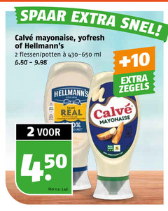  calve hellmans mayonaise 2 spaar yofresh flessen potten ml 10 zegels real pet liter v.a. 