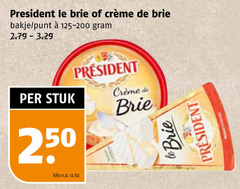  president brie 250 le bakje punt 125-200 stuk kilo v.a. 