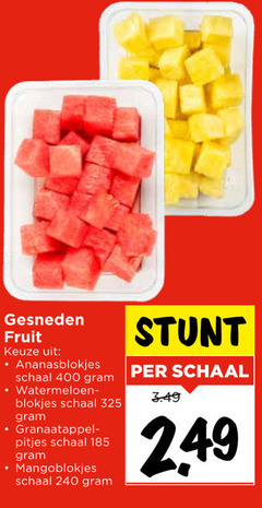  ananas mango 240 400 gesneden fruit ananasblokjes schaal blokjes pitjes mangoblokjes 