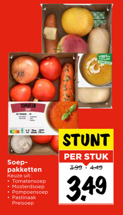  soepgroenten tomaten soep tomatensoep mosterdsoep pompoensoep pastinaak stuk 3.99 