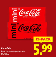  coca-cola cola 12 150 coca original taste zero sugar regular ml calories pack 5.99 