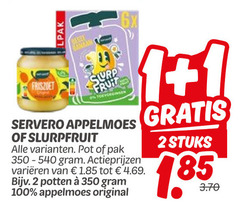  servero appelmoes 1 2 100 350 friszoet fruit slurpfruit 6x pot pak varieeren potten original stuks 