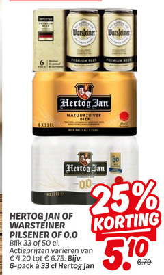  hertog jan warsteiner alcoholvrij bier blikjes 6 25 33 50 imported pack truly premium beer natuurzuiver 00 pilsener 0.0 blik varieeren 