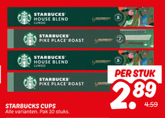  starbucks koffiecups 8 10 house blend lungo nespresso pike roast stuk 2 cups pak stuks 