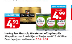  grolsch warsteiner hertog jan jupiler blikjes bier 1 4 6 25 99 natuurzuiver it 5 pilsner pils pakken 0.25 liter varieeren 