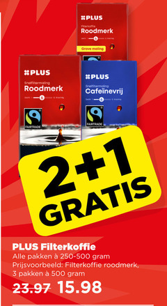  plus huismerk koffie 1 2 3 16 500 filterkoffie roodmerk grove maling snelfiltermaling zocht fairtrade pakken 