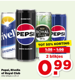  rivella pepsi royal club frisdrank cola 2 25 50 taste suiker original licht sprankelen blikjes zero sugar 