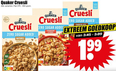  quaker cruesli 99 450 1765 pak energy sugar added zero naturel nature strawberry peach sugars chocolate sweeteners extreem high nutri score 