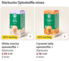  starbucks oploskoffie 5 20 mixes white mocha caramel latte caramelly smooth sticks 