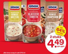  2 64 unox romige mosterd klassieke tomaten gesneden courgette paprika groenten vezels champignon vital eiwitten soep zak ml stuks 