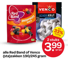  2 33 red band dropfruit venco schoolkrijt zoet stuks 3.99 zakken 