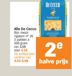  de cecco spaghetti pasta 2 26 500 rigatoni pakken varieeren halve 