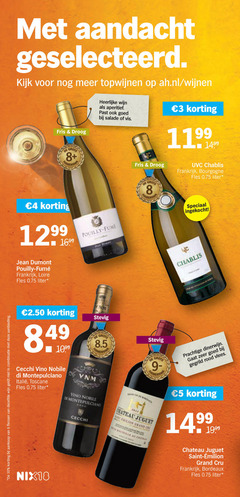  rode wijn witte 3 4 5 6 8 10 flessen dezelfde combinatie aanbieding topwijnen ah.nl wijnen fris droog aperitief salade vis jean pouilly frankrijk loire fles liter chablis bourgogne ingekocht stevig cecchi vino nobile montepulciano toscane chateau gegrild rood vlees saint grand cru bordeaux nix18 