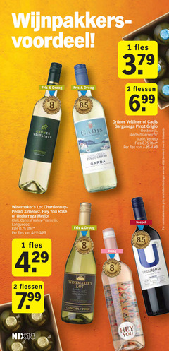  1 2 8 379 voordeel fles fris droog veltliner flessen 6 99 cadis garganega pinot grigio oostenrijk veneto liter garda lot chardonnay pedro you rosee undurraga merlot chili central valley frankrijk languedoc soepel 00 toro nix18 combinatie berekend 