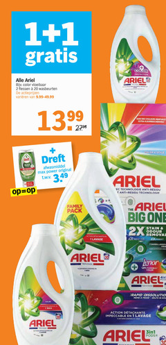  1 2 20 30 ariel color vloeibaar flessen wasbeurten varieeren protection dreft afwasmiddel power original t.w.v. family pack des cold style technologie anti big one 2x stain odour removal lenor rapid action impeccable 