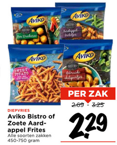  aviko duchesse sweet potato aardappel gekruide zak diepvries bistro zoete aardappelschijfjes appel frites soorten zakken 