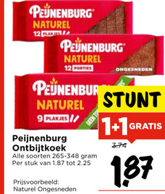  1 9 12 naturel plakjes porties peijnenburg ontbijtkoek to soorten stuk ongesneden 