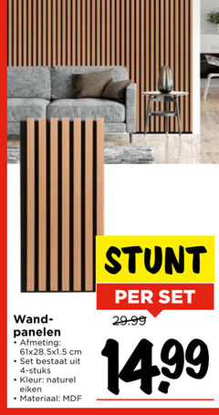  4 wand panelen cm stuks kleur naturel eiken materiaal mdf 