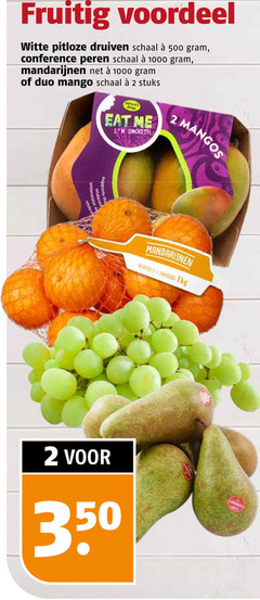  2 350 500 1000 fruitig voordeel witte pitloze druiven schaal conference peren mandarijnen duo mango stuks smooth klasse inhoud 1kg 