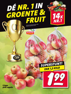  appels 1 2 groente fruit versrapport gfk regionale supermarkten nr.1 pink zak 5 kilo 