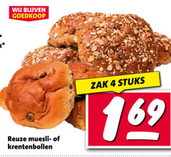  4 muesli krentenbollen zak stuks 