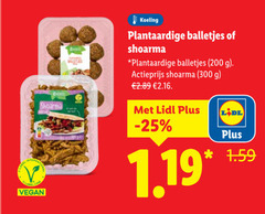  200 300 balletjes koeling plantaardige shoarma actieprijs 