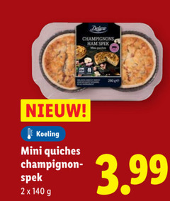  2 140 champignons ham spek koeling mini quiches champignon 3.99 