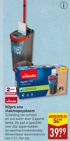  2 100 2jaar vileda one flat mop system separation clean dirty water new easy to up scheiding schoon vuil tanks pad oppervlakken wasmachinebestendig afneembaar waterreservoir 1.2 l 