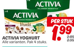  4 x4 activia miljarden probiotica vezels yoghurt pak stuks stuk 