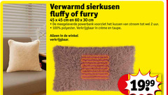  2 30 45 60 100 verwarmd fluffy furry cm powerbank kussen stroom uur polyester taupe 