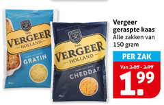  vergeer geraspte kaas 150 fam grated gratin holland cheddar zakken zak 