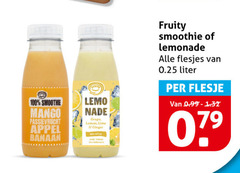  100 grape fruity smoothie lemonade 0.25 liter flesje mango passievrucht appel banaan lemon lime ginger 