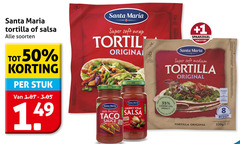  8 14 35 50 santa maria tortilla salsa soorten stuk super soft wrap original mild with fine pieces taco sauce chunky sugar added flavour 1 vin medium packaging improved impact back read re 