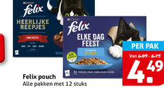  12 100 farm 3x purina felix reepjes dag feest vis gelei pak rund kip eend saus tonijn zalm kabeljauw schol pouch pakken stuks 
