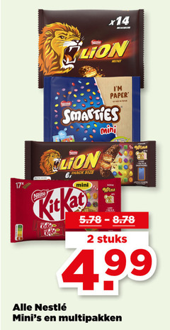  2 mini 17x nestle nests paper face snack size kitkat stuks multipakken 