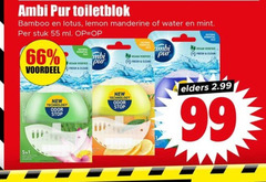  55 99 ambi pur toiletblok bamboo lotus lemon water mint stuk ml natural essential fresh clean 5-in-1 voordeel new technology odor stop elders 