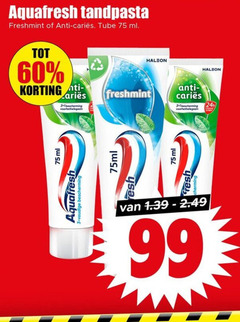  3 60 99 aquafresh tandpasta freshmint anti tube ml bescherming 75ml fresh 