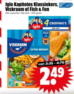  4 100 300 iglo klassiekers fish fun pak lekkerbekjes kapitein eiwitten krokant samengesteld stukjes vis gecertificeerd duurzame visserij www.msc.org nl filet nutri score 