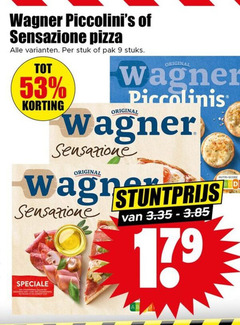  wagner diepvriespizza 9 sensazione pizza stuk pak stuks original piccolinis 17 nutri score 