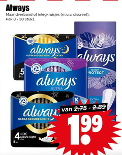  always inlegkruisjes maandverband 5 8 30 discreet pak stuks ultra secure night daily protect pads wings duft 