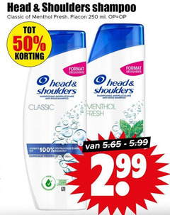  50 100 250 head shoulders shampoo classic menthol fresh flacon ml format shampooing antipelliculaire anti roos clinically proven 