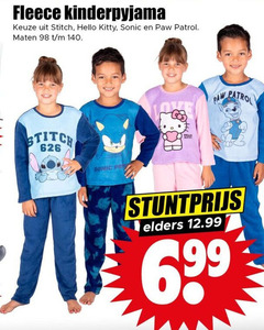  140 fleece kinderpyjama stitch hello kitty sonic paw patrol maten elders 