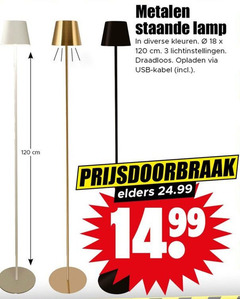  3 18 120 cm metalen staande lamp kleuren lichtinstellingen draadloos opladen usb kabel elders 