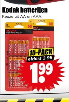  15 kodak batterijen aa aaa dak pack elders 3.99 