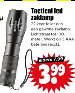  3 22 100 tactical led zaklamp keer feller gewone lichtstraal meter aaa batterijen elders 3.99 