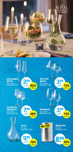  2 55 champagne glazen stuks volle spaarkaart royal kempen begeer gin tonic 3.99 geribbelde wijnglazen bierglazen karaf stuk wijnkoeler 